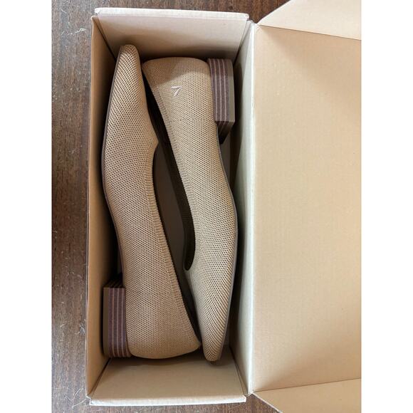 Vivaia Kathleen Square-Toe Flats Nutmeg Brown Tan Knit Size 10 NWT - Picture 8 of 8